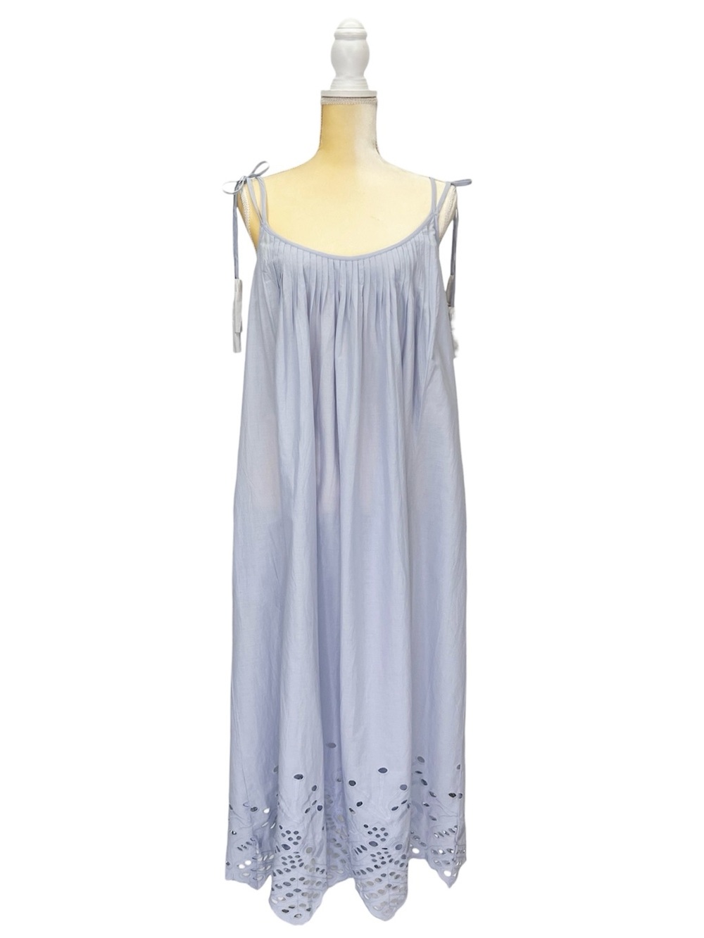 NEW Soft Surroundings Eyelet Nightgown Eventide Blue Size Large Tassel Strap New